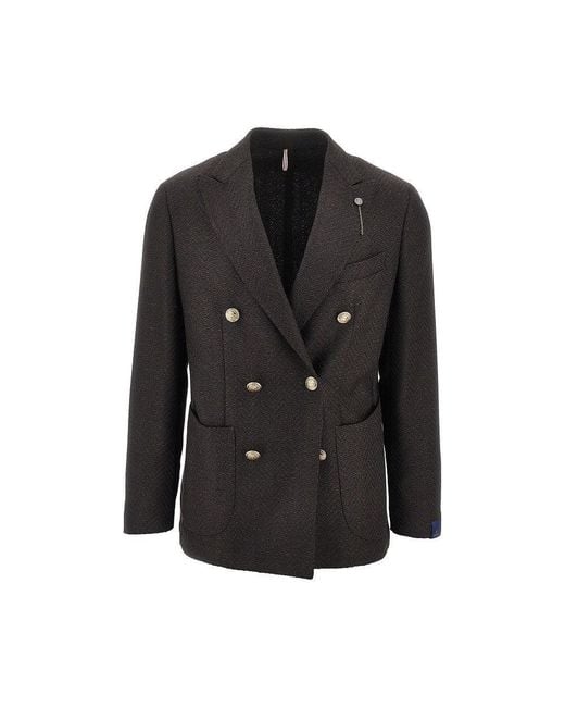 Santaniello Black Mélange Tweed Tailored Jacket for men