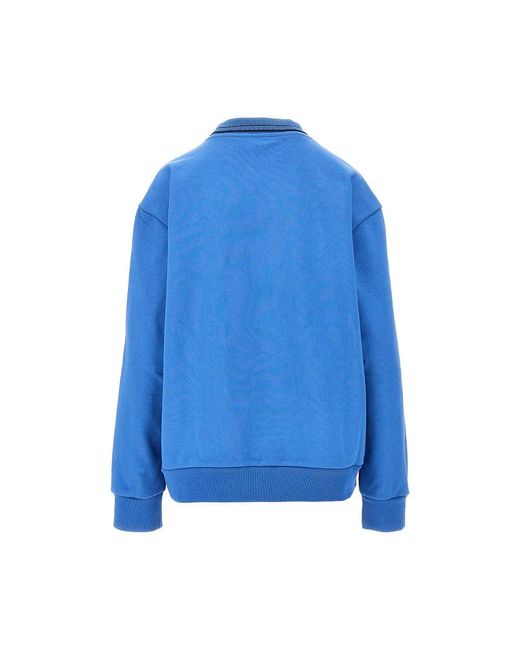 Miu Miu Blue Cotton Sweatshirt With Scalloped Collar