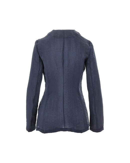 Emporio Armani Blue Tecno Creponne Single-Breasted Jacket