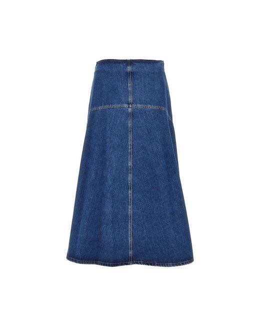Weekend by Maxmara Blue Cotton Denim Long Skirt