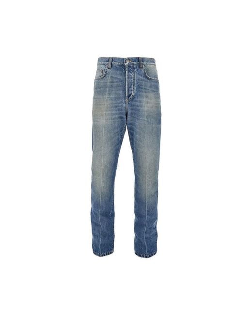 Versace Blue Cotton Denim Jeans With Medusa Detail for men