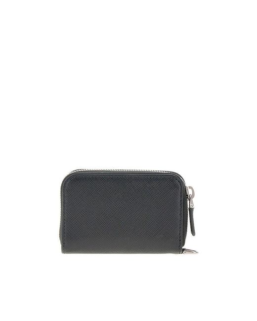Prada Black Saffiano Leather Cardholder Pouch With Strap for men