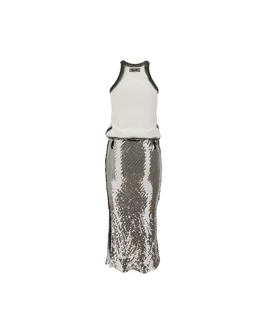 The Attico White Jersey And Sequins Midi Dress