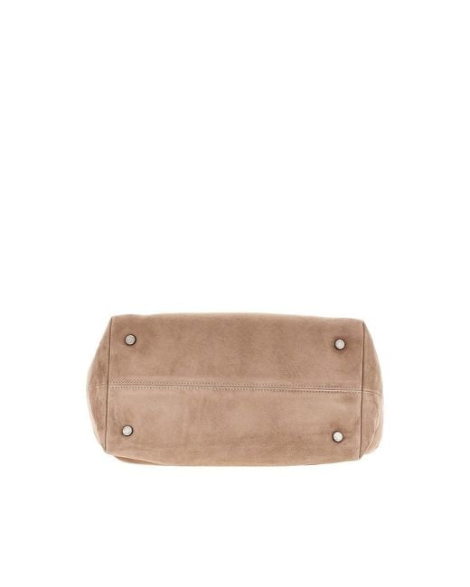AUTENTICA 504 Natural Suede Leather Medium 'Galatea' Bag