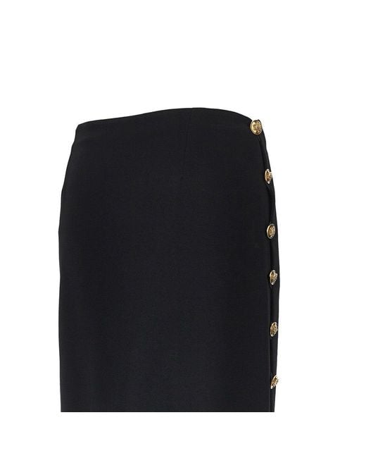 Versace Black Stretch Viscose Skirt With Medusa Buttons