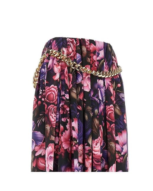 Balenciaga Purple 'Ai Bouquet' Satin Long Skirt