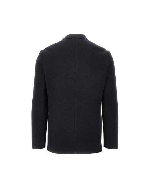 Emporio Armani Blue Knitted Double-Breasted Jacket for men