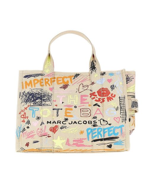 Marc Jacobs Metallic The Punk Scribble Medium Canvas Tote Bag