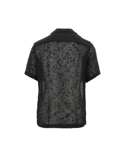 Cmmn Swdn Black 'Dexter' Cotton And Linen-Blend Shirt for men