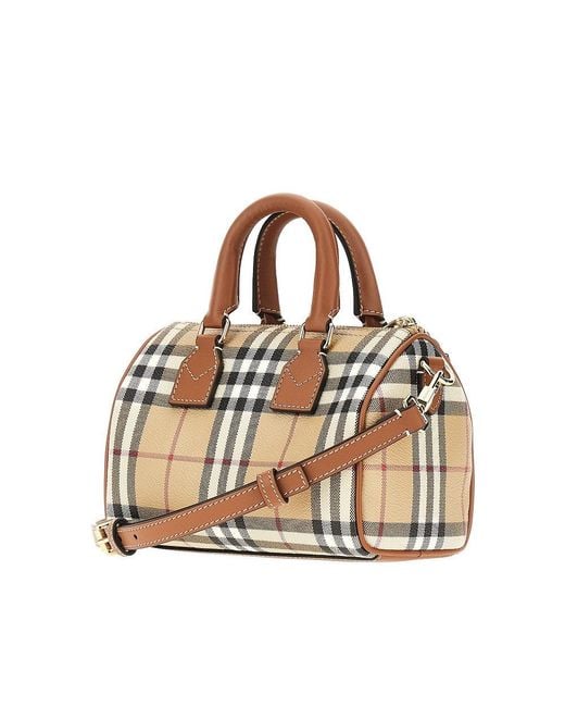 Burberry Metallic Check Coated Canvas Mini Bowling Bag