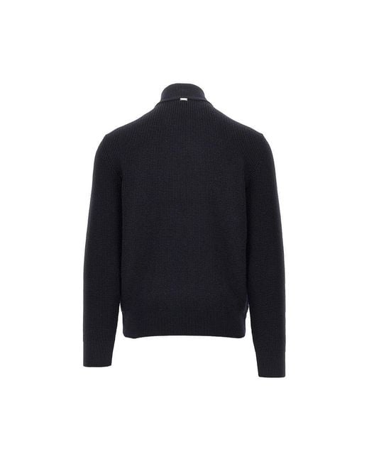 Herno Blue Padded Nylon And Wool Cardigan for men