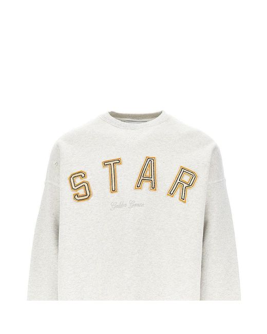 Golden Goose Deluxe Brand White 'Star' Cotton Sweatshirt With Embroidery for men