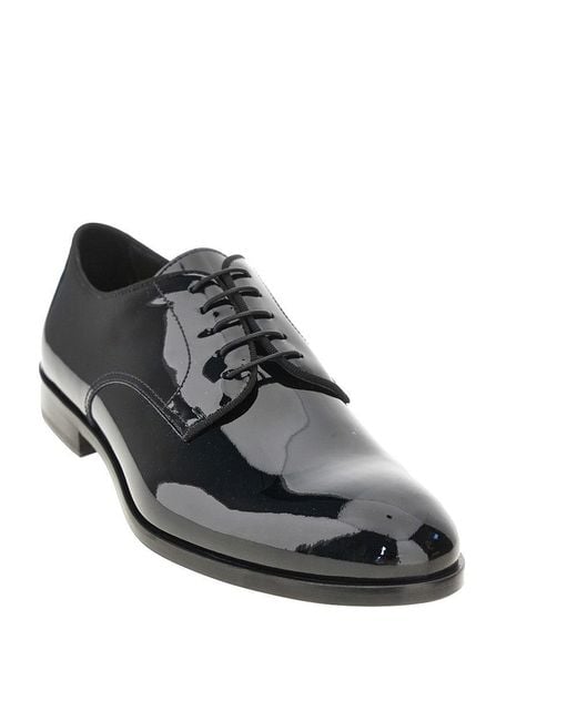 Doucal's Black Patent Leather Laced Shoes for men