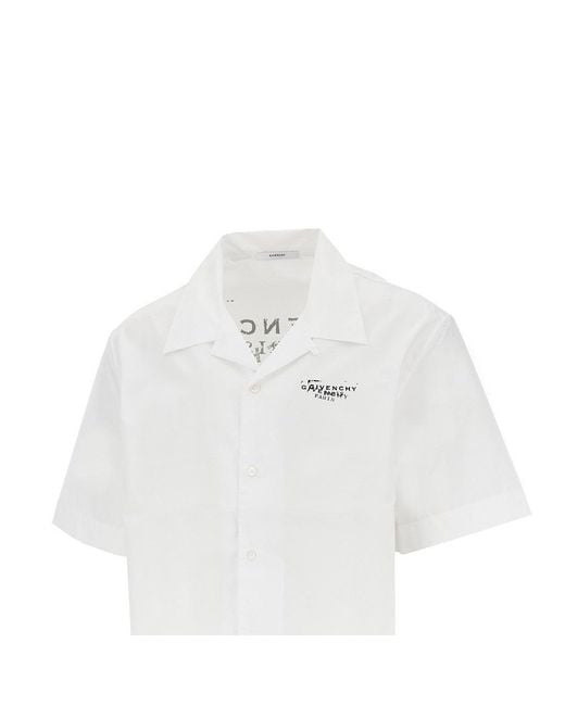 Givenchy White Stamp Print Poplin Shirt for men