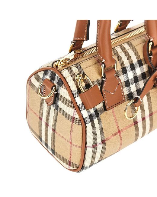 Burberry Metallic Check Coated Canvas Mini Bowling Bag