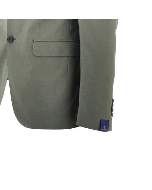 Santaniello Green Wool-Blend Single-Breasted Suit for men