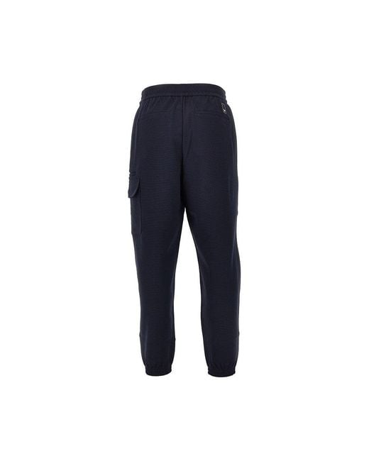 Emporio Armani Blue Travel Essential Piquet Jersey Cargo Pants for men