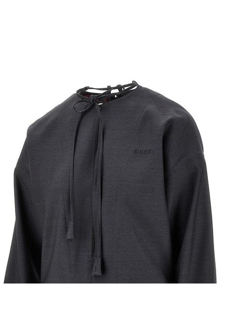 Gucci Blue Light Wool Mini Jumpsuit