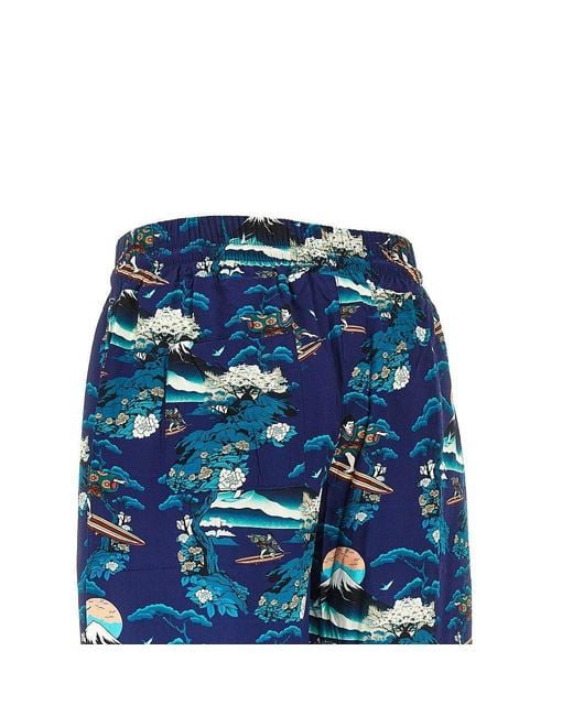 Mauna Kea Blue Printed Viscose Shorts for men