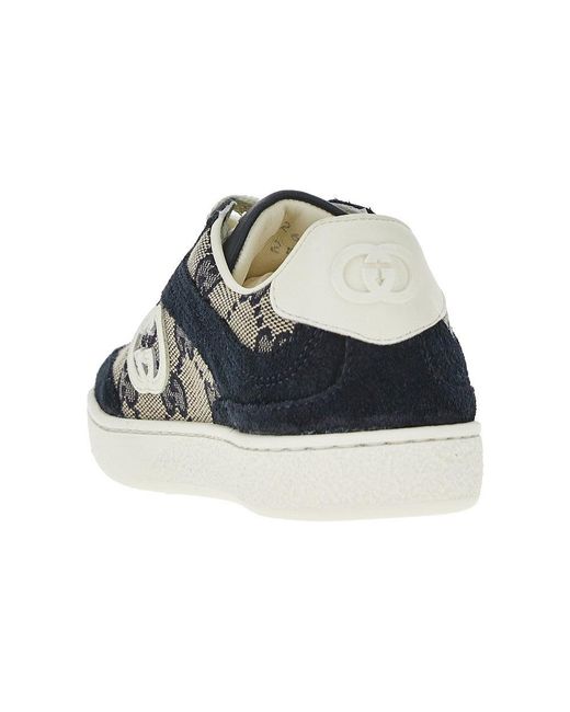 Gucci Black Leather And Gg Fabric 'G74' Sneakers Kids