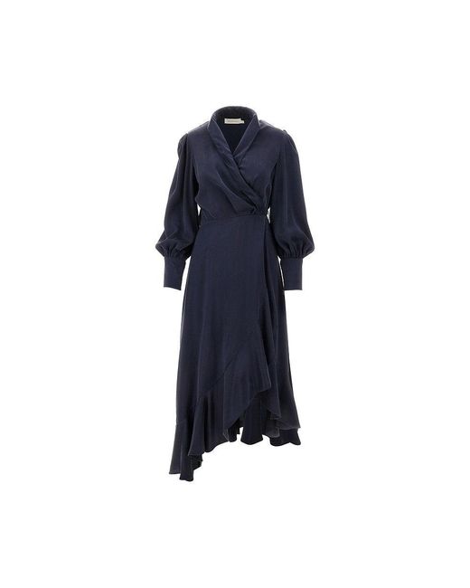 Abito Midi A Portafoglio di Zimmermann in Blue