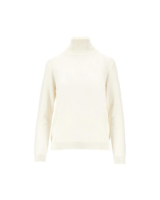 Weekend by Maxmara White Silk And Wool-Blend Knitted Turtleneck
