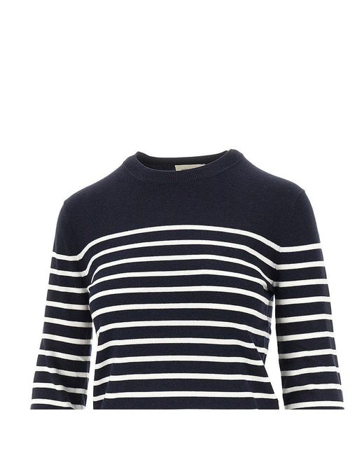 Weekend by Maxmara Blue Knitted Sweater With Striped Motif