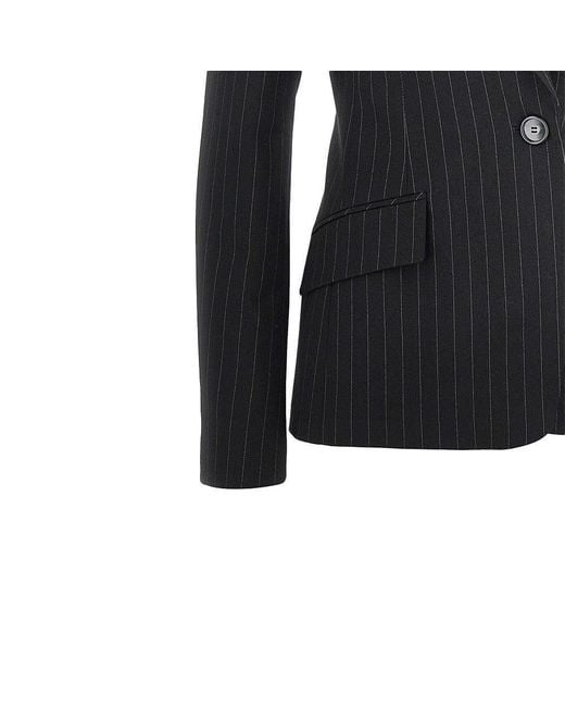 ANDAMANE Black 'Bianca' Jacket With Pin-Striped Motif