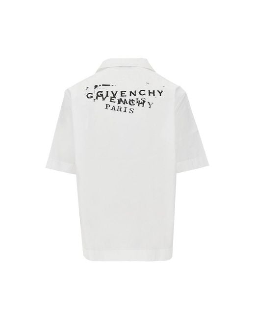 Givenchy White Stamp Print Poplin Shirt for men