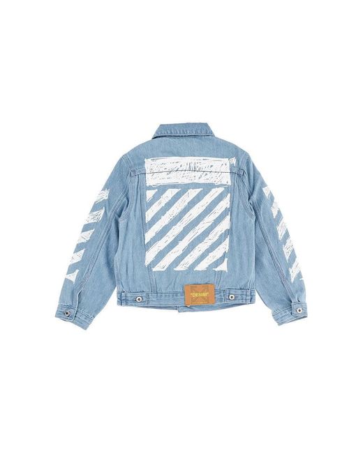 Off-White c/o Virgil Abloh Blue 'Diag Sketch' Print Denim Jacket Kids 12 for men