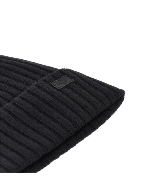 Weekend by Maxmara Black Virgin Wool Beanie Hat With Logo Patch