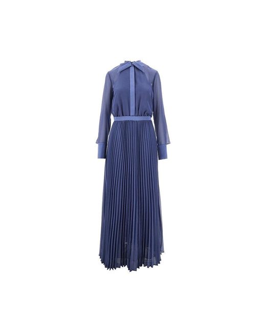 Emporio Armani Blue Technical Georgette Two-Piece Effect Long Dress