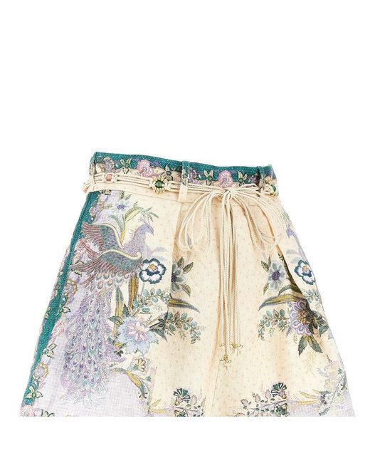 Zimmermann Natural 'Indra' Linen Shorts