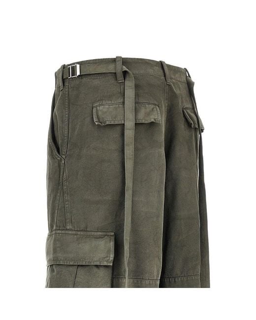 Fendi Green Cotton Bermuda Shorts With Jacquard Motif