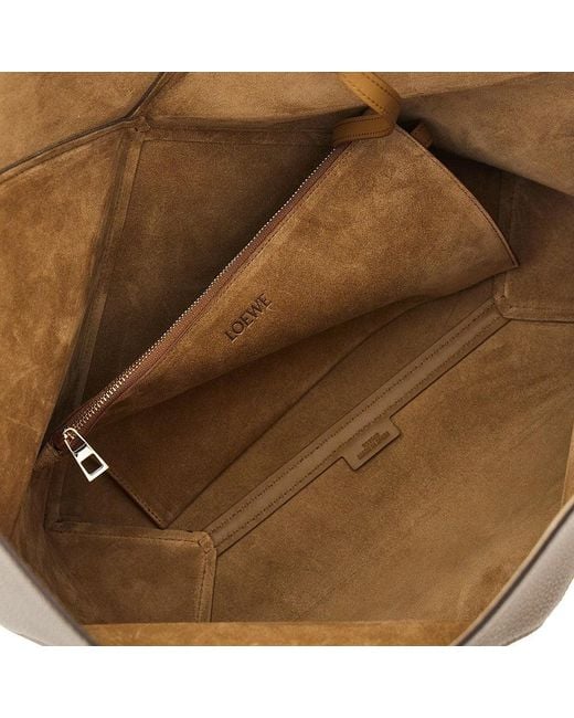 Tote Bag Puzzle Fold Horizontal Media Donna di Loewe in Natural