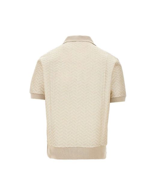 Emporio Armani Natural Icon Chevron Knitted Polo Shirt for men