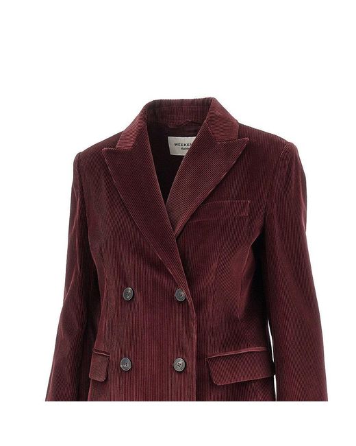 Weekend by Maxmara Purple Corduroy Double-Breasted Jacket