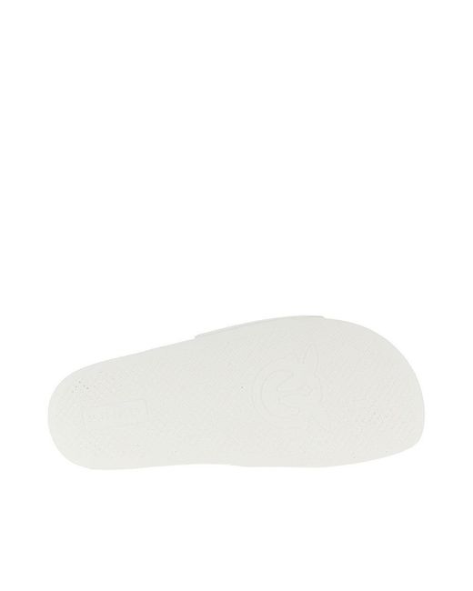 Pinko White Love Birds Logo Rubber Slides