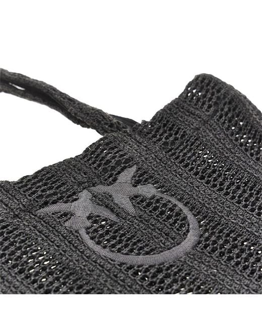 Pinko Black Medium Faux Raffia Easy Tote Bag