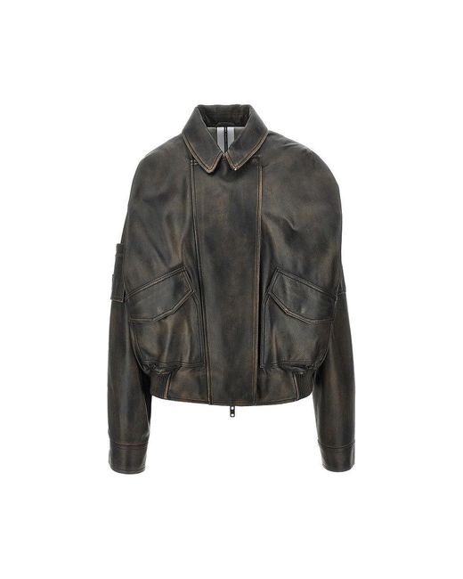 S.W.O.R.D Black Nappa Leather Oversized Bomber Jacket