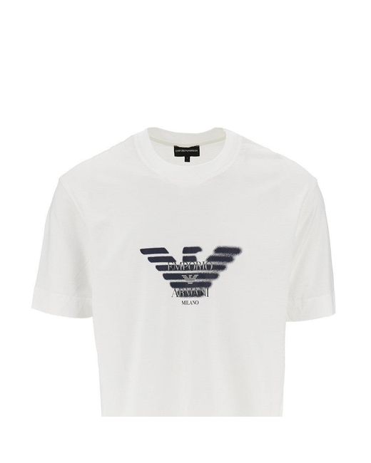 Emporio Armani White Jersey T-Shirt With Logo Print for men