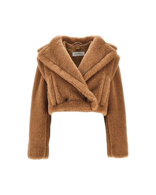 Max Mara Brown Teddy Fabric 2-In-1 Cropped Jacket