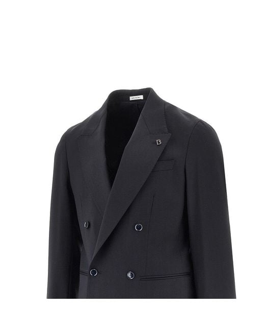 BRERAS Milano Blue 'Arezzo' Wool Double-Breasted Jacket for men
