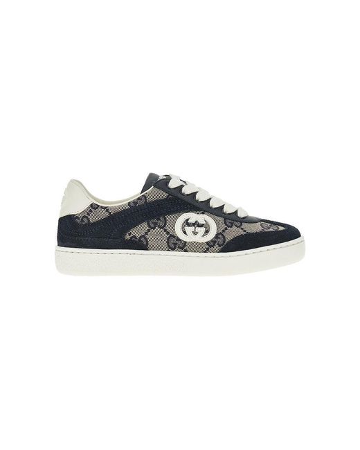 Gucci Black Leather And Gg Fabric 'G74' Sneakers Kids
