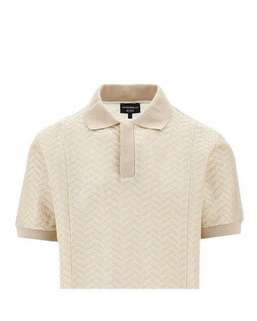 Emporio Armani Natural Icon Chevron Knitted Polo Shirt for men