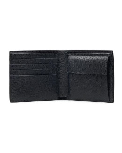 Prada Blue Saffiano Leather Bi-Fold Wallet for men