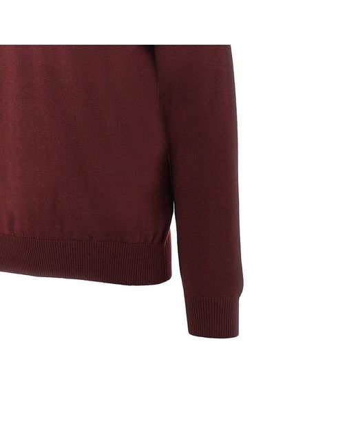 Fendi Red Knitted Polo Shirt With Ff Detail for men