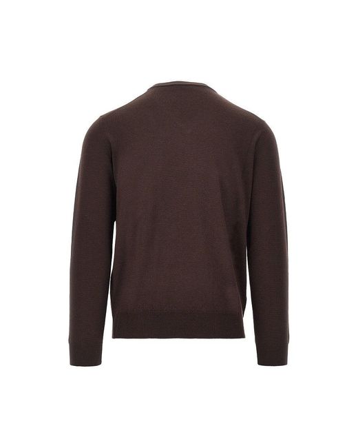 THE PULL Brown Extrafine Merino Wool Sweater for men