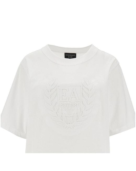Emporio Armani White Embossed Crest T-Shirt