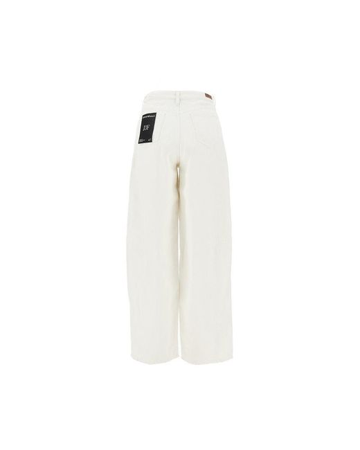 Emporio Armani White 'J3F' Relaxed Fit Jeans